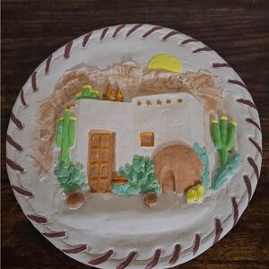 Southwestern Decorative Plate with Cactus Design
